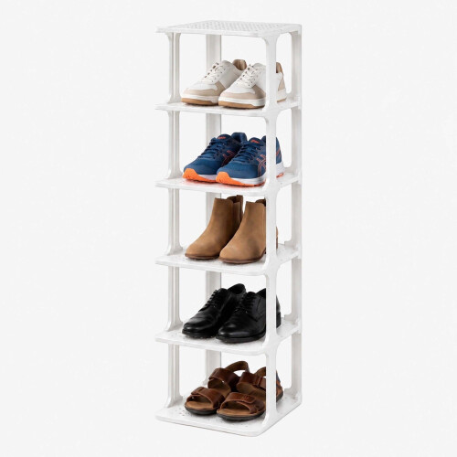 Schuh-Organizer, weiß, 6er-Pack – Schlankes, platzsparendes Design 1