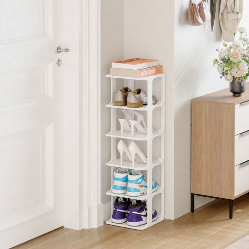 Schuh-Organizer, weiß, 6er-Pack – Schlankes, platzsparendes Design 2