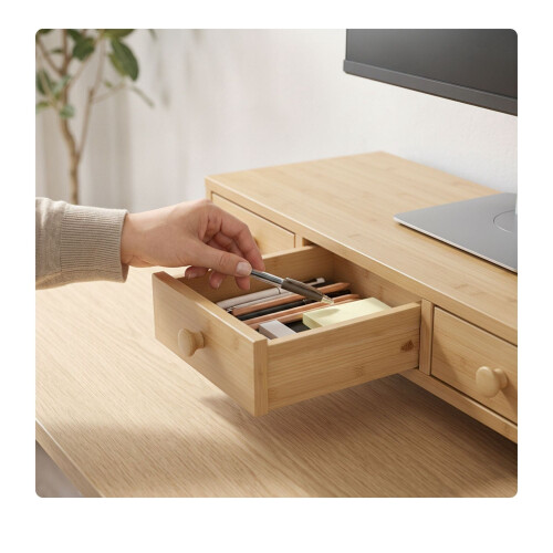 Monitorständer mit 3 Schubladen, Holzoptik, MDF 2
