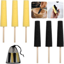 6 PCS Pottery Sponges, Pottery Trimming Tools for Clay Ceramic Shaping Carving Burr Repairing Sponge  A Stick,2 Colors