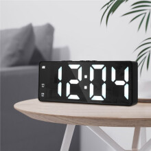Digital Alarm Clock 12/24H Display Voice Control Temp Snooze Night Mode Adjustable Brightness LED Clocks No Battery