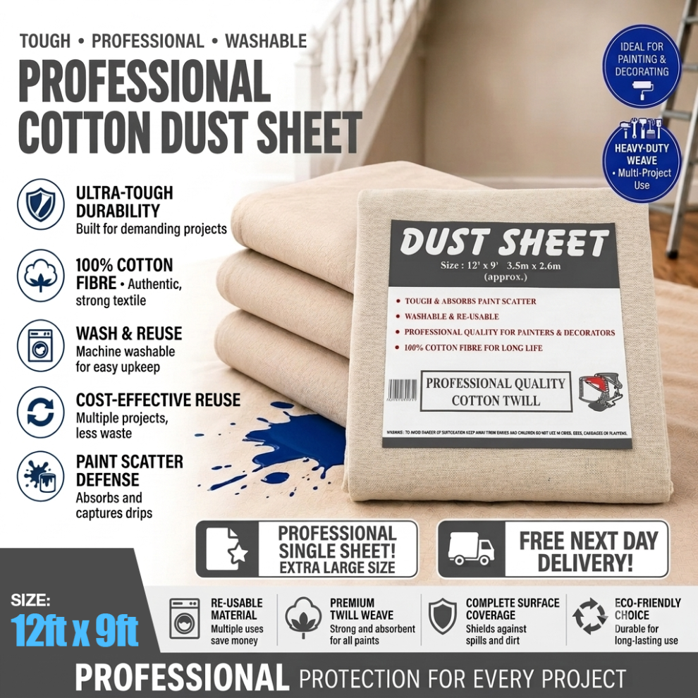 Jms Bridge Dsct129 Dust Sheet Cotton Twill 12Ft X 9Ft - Image 2