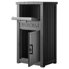 Caixa de Pacotes Externa em Pé 1121 mm-Duoku-Caixa de Correio para Pacotes XXL Preta, para Varandas, Entradas, Equipado com Fechadura Segura