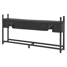 Range-Bûches Externo com Capa 244 cm-Duoku-Porta-Buchas em Metal Preto para Lareira, Terraço e Jardim, Capacidade de 1100 kg