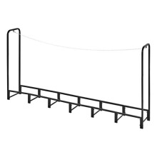 Range-Bûches Exterior-Duoku-241,5x32x118,5 cm em Metal Preto para Lareira, Terraço, Capacidade de Carga 500 kg, com Acessórios