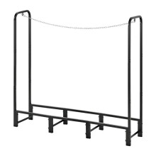 Range-Bûches Exterior-Duoku-122x32x118,5 cm em Metal Preto para Lareira e Jardim, Capacidade de Carga 250 kg, com Acessórios