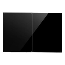 Tableau Noir en Verre Effaçable à Sec 120x90 cm-Duoku-Fixation Murale, Lot de 2, Tableau Mémo Magnétique, Verre Trempé sans Cadre