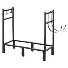 Range-Bûches d'Intérieur-Duoku-83x33x79,5 cm em Metal Preto para Lareira, Terraço e Jardim, Capacidade de 250 kg, com Saco de Transporte