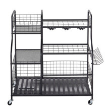 Organizador Móvel para Ferramentas de Jardim-Duoku-Grande Capacidade, Estrutura em Aço, ideal para Ráquetes, Pás e Outras Ferramentas, Preto