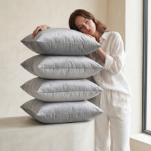 (Pack of 2, Plain Velvet Filled Cushion Silver) Velvet Cushions Filled 2 & 4-Pack Quilted Cushion Pads