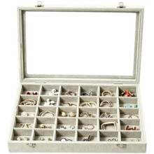 Earring Holder Organizer 30 Compartments Jewelry Storage Ring Box for Girls Women Wives Collectors Bedroom Home Apartment Vanity Boutique