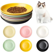 Cat Bowls Set of 6 Ceramic Cat Dishes Colorful Shallow Cat Food Bowl Whisker Fatigue Relief for Kittens Short-Legged Cats 15153cm