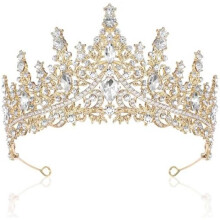 (Gold) Vintage Crystal Tiara Crown for Women Girls, Wedding Prom Princess Party Birthday Headband, Silver
