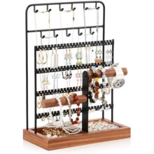 (Schwarz-2) Fenghome Multi-Layer Jewelry Organizer Stand White Earring Ring Bracelet Necklace Display Holder