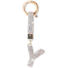 (Silber-y) ZVRSUA Letter Rhinestone Keychain for Women Girls, Bling Keyring Bag Charm, Silver Initial Key Chain Purse Backpack Charm