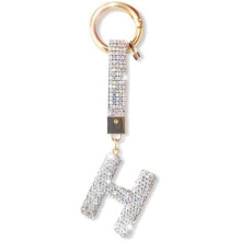 (Silber-h) ZVRSUA Letter Rhinestone Keychain for Women Girls, Bling Keyring Bag Charm, Silver Initial Key Chain Purse Backpack Charm