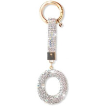(Silber-o) ZVRSUA Letter Rhinestone Keychain for Women Girls, Bling Keyring Bag Charm, Silver Initial Key Chain Purse Backpack Charm