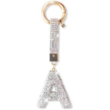(Silber-a) ZVRSUA Letter Rhinestone Keychain for Women Girls, Bling Keyring Bag Charm, Silver Initial Key Chain Purse Backpack Charm