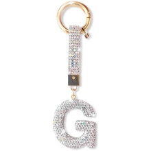 (Silber-g) ZVRSUA Letter Rhinestone Keychain for Women Girls, Bling Keyring Bag Charm, Silver Initial Key Chain Purse Backpack Charm