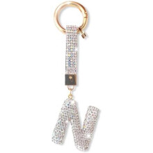 (Silber-n) ZVRSUA Letter Rhinestone Keychain for Women Girls, Bling Keyring Bag Charm, Silver Initial Key Chain Purse Backpack Charm