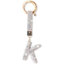 (Silber-k) ZVRSUA Letter Rhinestone Keychain for Women Girls, Bling Keyring Bag Charm, Silver Initial Key Chain Purse Backpack Charm