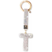 (Silber-t) ZVRSUA Letter Rhinestone Keychain for Women Girls, Bling Keyring Bag Charm, Silver Initial Key Chain Purse Backpack Charm