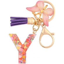 (Y) HPGJLEE Letter Keychain for Girls Personalized Initial Key Ring Women Alphabet Charm Gift 1 Pack