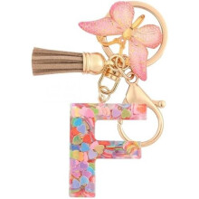 (F) HPGJLEE Letter Keychain for Girls Personalized Initial Key Ring Women Alphabet Charm Gift 1 Pack