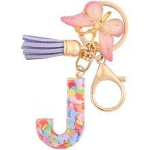 (J) HPGJLEE Letter Keychain for Girls Personalized Initial Key Ring Women Alphabet Charm Gift 1 Pack