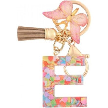 (E) HPGJLEE Letter Keychain for Girls Personalized Initial Key Ring Women Alphabet Charm Gift 1 Pack