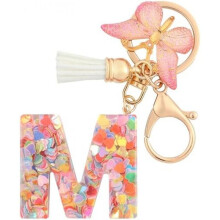 (M) HPGJLEE Letter Keychain for Girls Personalized Initial Key Ring Women Alphabet Charm Gift 1 Pack