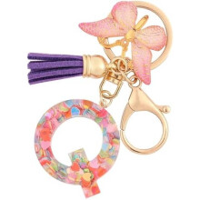 (Q) HPGJLEE Letter Keychain for Girls Personalized Initial Key Ring Women Alphabet Charm Gift 1 Pack