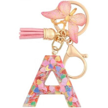 (A) HPGJLEE Letter Keychain for Girls Personalized Initial Key Ring Women Alphabet Charm Gift 1 Pack