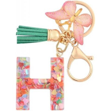 (H) HPGJLEE Letter Keychain for Girls Personalized Initial Key Ring Women Alphabet Charm Gift 1 Pack