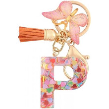 (P) HPGJLEE Letter Keychain for Girls Personalized Initial Key Ring Women Alphabet Charm Gift 1 Pack