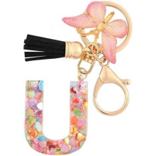(U) HPGJLEE Letter Keychain for Girls Personalized Initial Key Ring Women Alphabet Charm Gift 1 Pack
