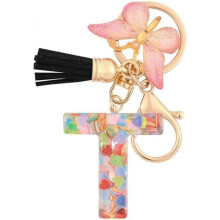 (T) HPGJLEE Letter Keychain for Girls Personalized Initial Key Ring Women Alphabet Charm Gift 1 Pack