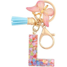 (L) HPGJLEE Letter Keychain for Girls Personalized Initial Key Ring Women Alphabet Charm Gift 1 Pack