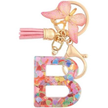 (B) HPGJLEE Letter Keychain for Girls Personalized Initial Key Ring Women Alphabet Charm Gift 1 Pack