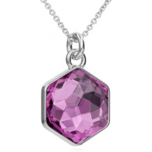 (Amethyst) PANDA LUXURY 925 Sterling Silver Hexagon Pendant Necklace for Women Birthday Valentine Christmas Gift for Girlfriend
