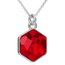 (Light Siam) PANDA LUXURY 925 Sterling Silver Hexagon Pendant Necklace for Women Birthday Valentine Christmas Gift for Girlfriend
