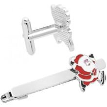 KOMBIUDA Christmas Santa Tie Clips 3 Pack Alloy Lightweight Elegant Suit Clips for Christmas Party Business Gift