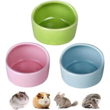 LATRAT 3 Pack Ceramic Hamster Food Bowls, Anti-Tip Small Animal Feeding Dish, Water Bowl for Guinea Pig, Hamster Cage Accessories, Green