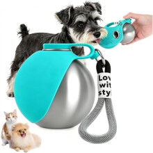 (Blau) 285ml Stainless Steel Pet Water Bottle Leakproof with Carabiner Portable Dog Travel Bottle Pink