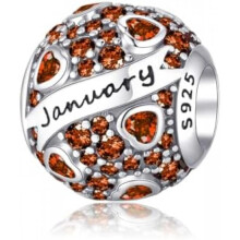 (C1-Januar-up) Jokmeo 925 Sterling Silver Birthstone Charm Pendant 12 Designs Fit European Bracelets Necklaces Women Fashion Jewelry