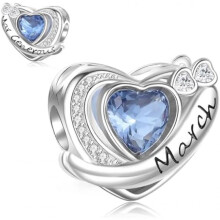 (D3-März) Jokmeo 925 Sterling Silver Birthstone Charm Pendant 12 Designs Fit European Bracelets Necklaces Women Fashion Jewelry