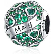 (C5-Mai) Jokmeo 925 Sterling Silver Birthstone Charm Pendant 12 Designs Fit European Bracelets Necklaces Women Fashion Jewelry