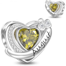(D8-August-up) Jokmeo 925 Sterling Silver Birthstone Charm Pendant 12 Designs Fit European Bracelets Necklaces Women Fashion Jewelry