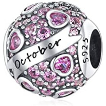 (C91-Oktober) Jokmeo 925 Sterling Silver Birthstone Charm Pendant 12 Designs Fit European Bracelets Necklaces Women Fashion Jewelry