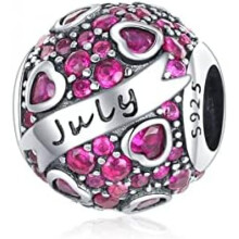 (C7-Juli) Jokmeo 925 Sterling Silver Birthstone Charm Pendant 12 Designs Fit European Bracelets Necklaces Women Fashion Jewelry